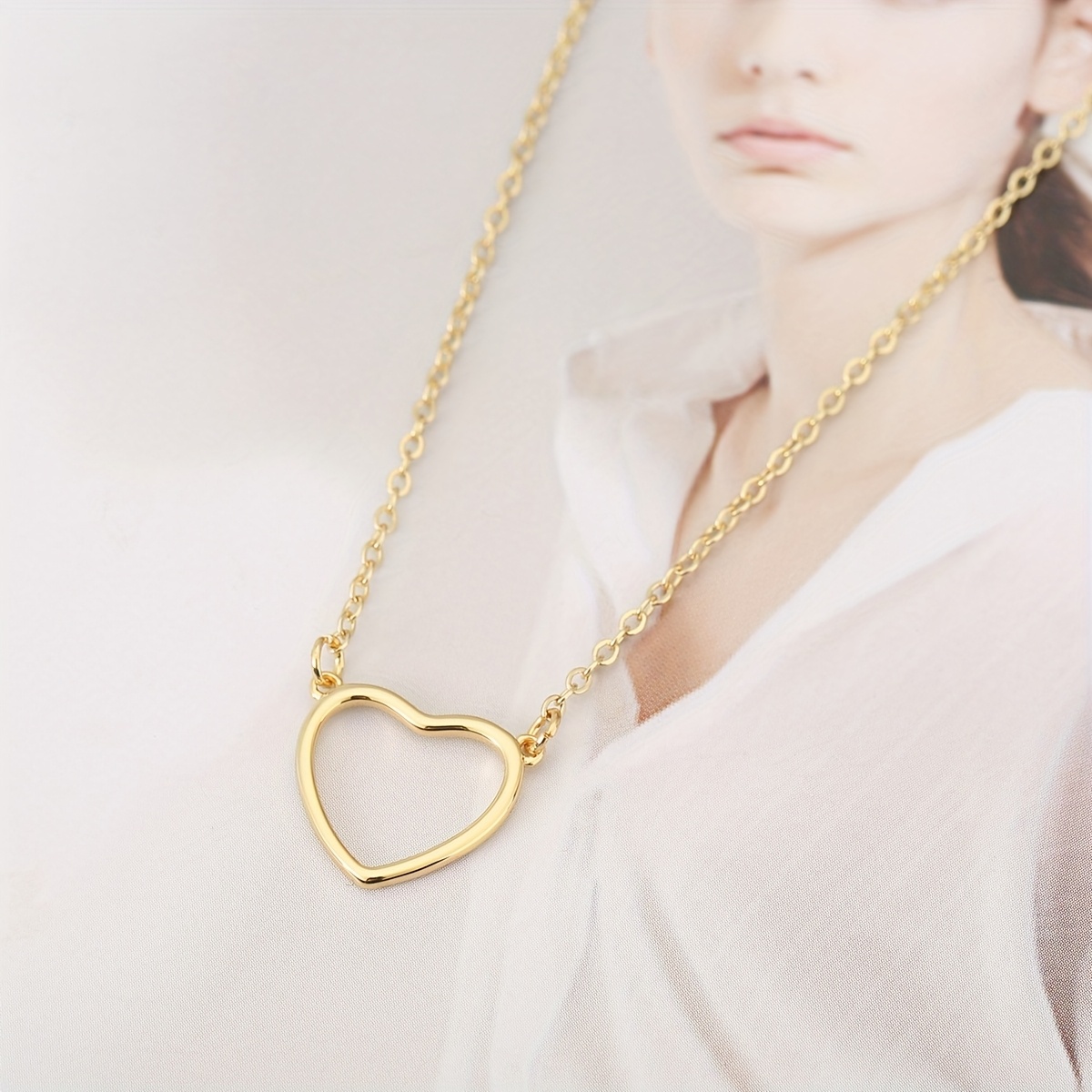 Interlocking Heart Pendant Necklace 14K Golden Plated Unisex Jewelry